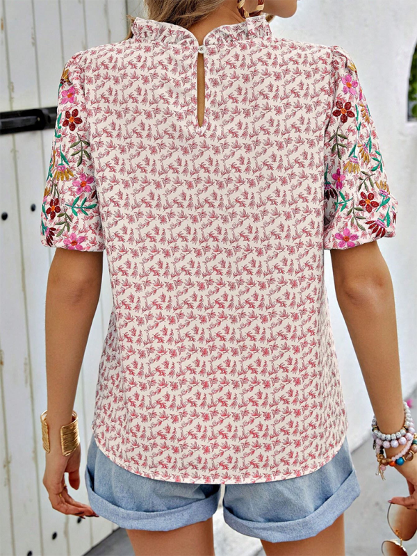 Stylish embroidered shirt with colorful floral accents