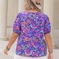 Flattering plus size bohemian blouse with intricate floral patterns