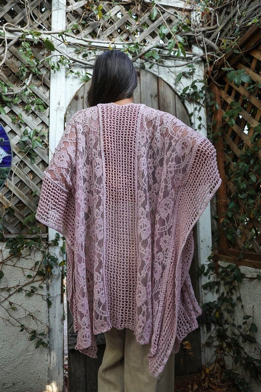 Breathable lace knit kimono ideal for summer