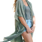 Sage kimono cover up with breathable and airy fabric.
