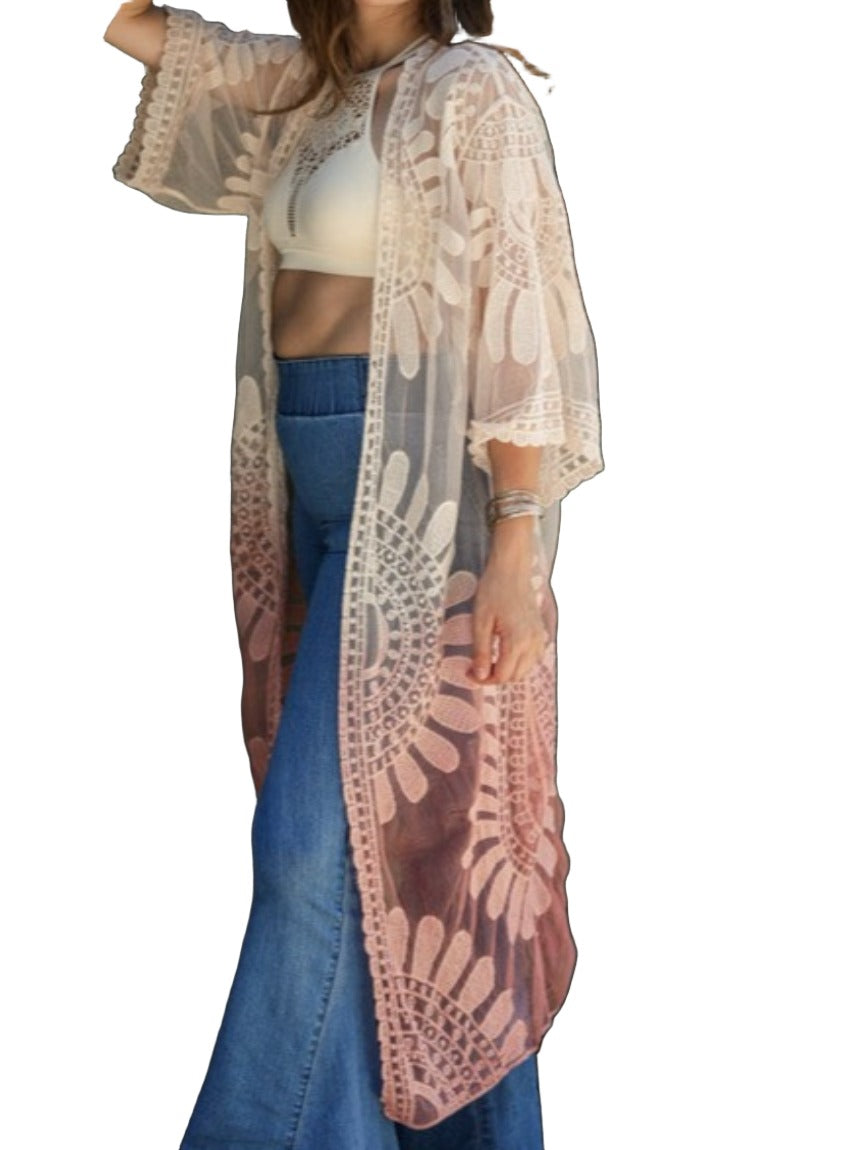 Fashionable lace kimono perfect for layering