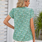 Stylish green blouse with floral print and notched neck design