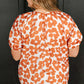 Plus size women's orange floral short sleeve blouse