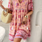 Pink floral boho chic dress with above-knee length