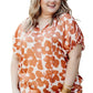 Flowy floral blouse with a relaxed fit in orange and white