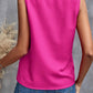 Woman in a chic pink ruffle sleeveless top, perfect for casual and stylish summer looks