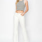 Cropped flare white pants with slimming high-rise fit by RISEN.
