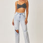 Light-wash distressed relaxed fit jeans perfect for casual outfits
