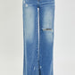 Trendy high-rise wide leg jeans with frayed detailing
