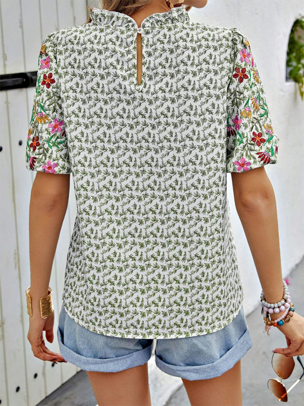 Embroidered shirt with unique floral detailing