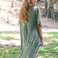 Sage kimono cover up suitable for beach days and casual outings.