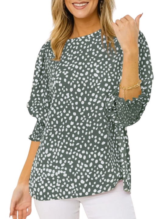 Short Sleeve Loose Printed Chiffon Shirt