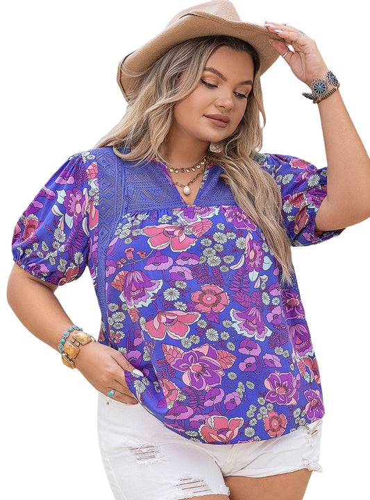 Versatile plus size bohemian floral blouse for casual and dressy occasions