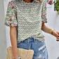 Boho chic embroidered shirt with colorful flowers