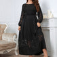 XL-4XL black lace dress showcasing a flattering fit and lace trim.
