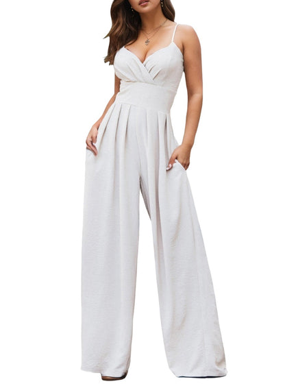 Discover effortless elegance with our Spaghetti Strap Wide Leg Jumpsuit. Versatile, comfortable, and chic – the perfect addition to your wardrobe