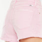 Shop the chic Kancan Raw Hem High Waist Denim Shorts in pink for a stylish, comfortable, and versatile summer wardrobe essential.