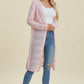 Elegant Pink Knit Longline Cardigan for Women