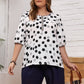 Classic design black and white polka dot half sleeve blouse