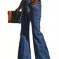 High-rise wide-leg jeans with adjustable tie belt for a unique style.
