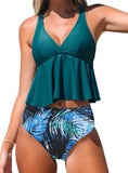High Waist Two Piece Swimsuit with Ruffle Trim