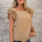 Ruffled Tiered Sleeve Square Neck Textured Top