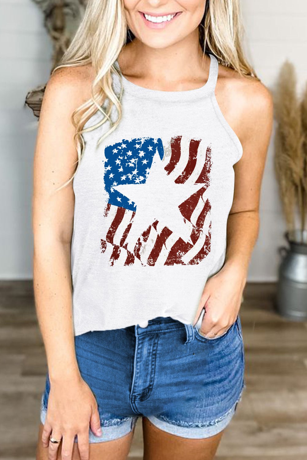 American Flag Printed Graphic Tank Top - Whimsical Appalachian Boutique