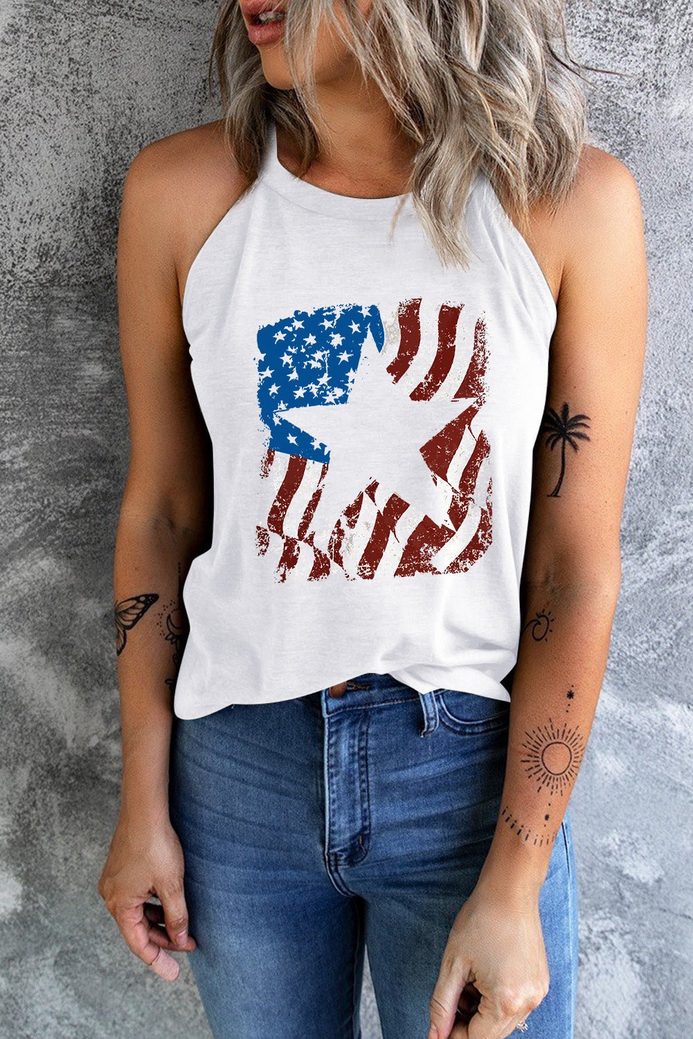 American Flag Printed Graphic Tank Top - Whimsical Appalachian Boutique