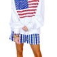 Front view of American flag graphic sweatshirt for women
