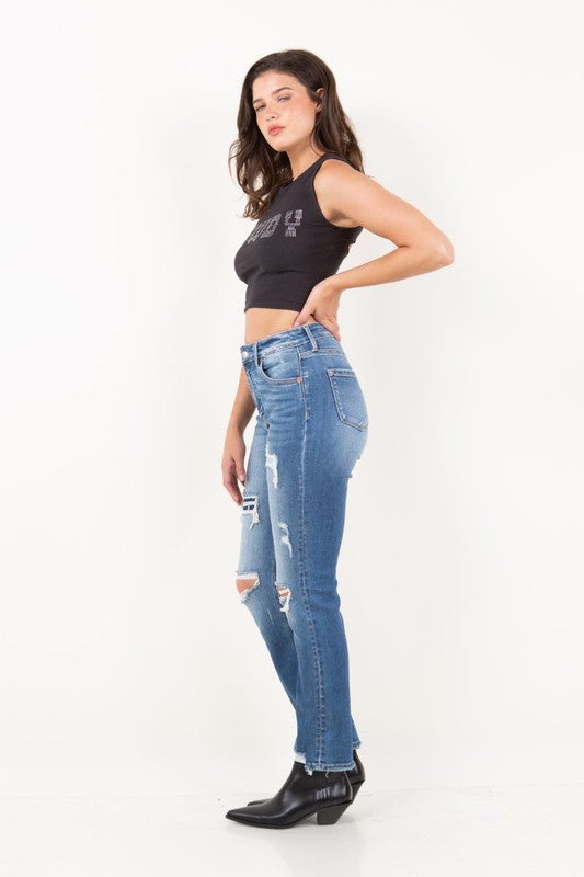 Artemis Vintage Jeans | Mesh Tummy Control High Rise Straight | Whimsical Clothing