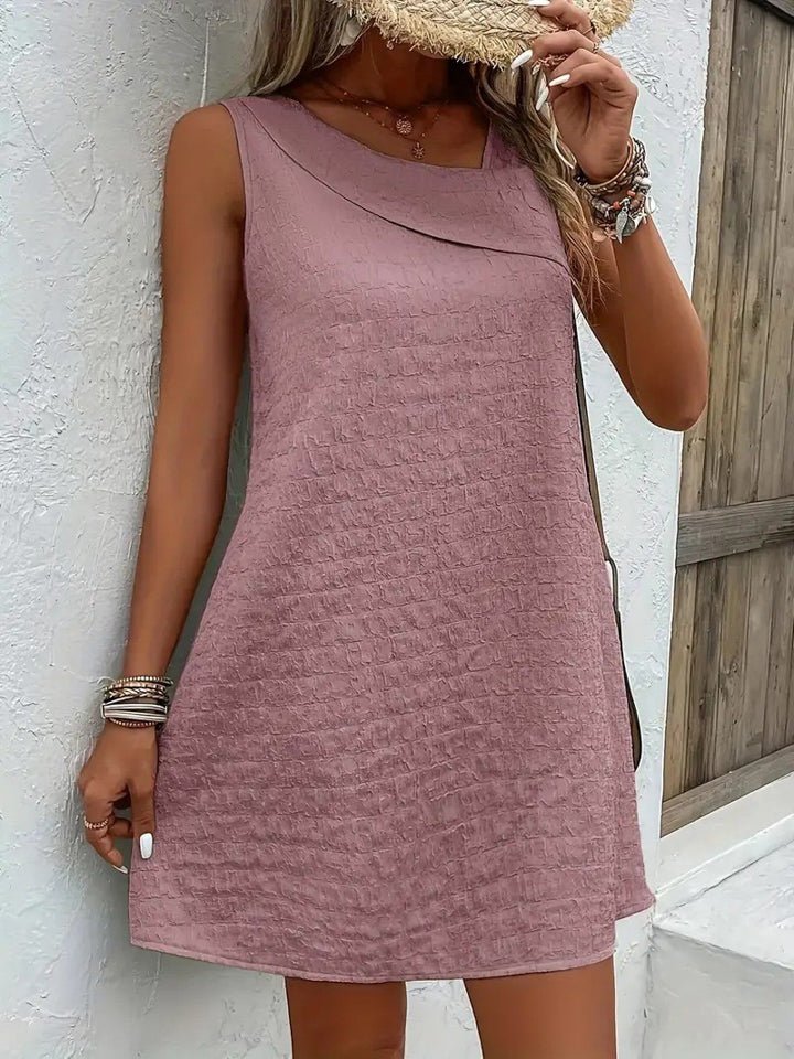 Asymmetrical Neck Sleeveless Dress - Whimsical Appalachian Boutique