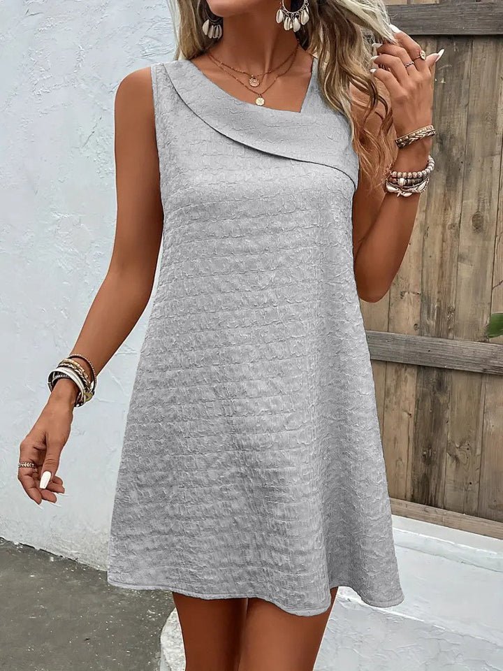 Asymmetrical Neck Sleeveless Dress - Whimsical Appalachian Boutique