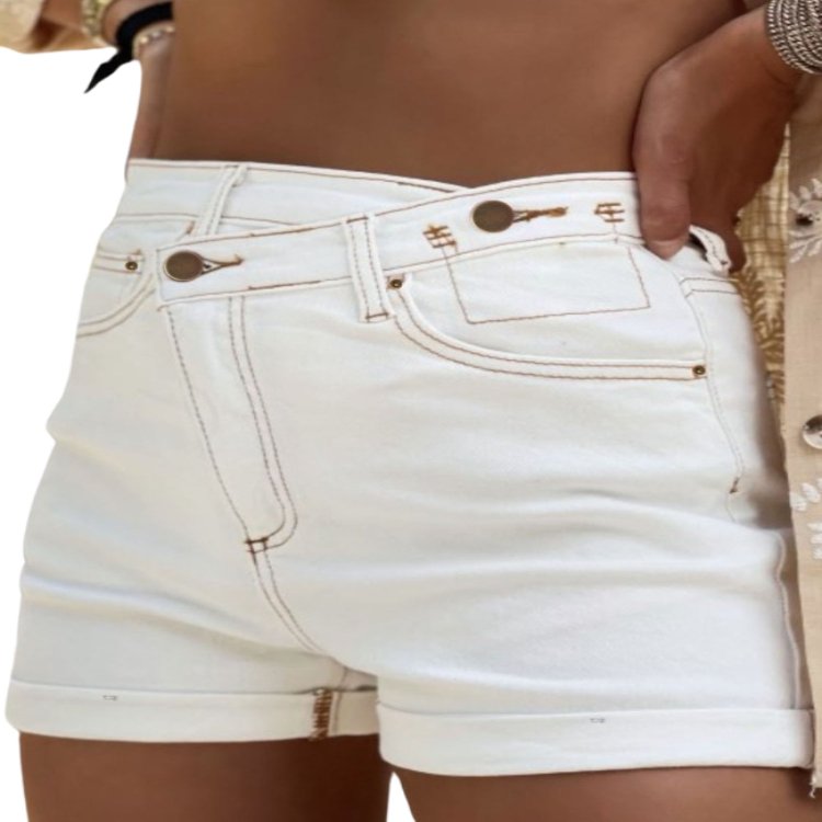 Asymmetrical Waist Denim Shorts - Whimsical Appalachian Boutique