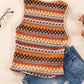 Tribal print tank top with orange and white accents