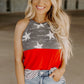 Show off your style and patriotism with our breathable Flag Print Tank Top, perfect for summer fun and 4th of July celebrations.