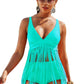 Two Piece High Waist Swimsuit with Fringed Top