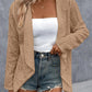 Soft and breathable tan open-front cardigan.