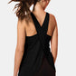 Black Crisscross Scoop Neck Active Tank Top with stylish cross-back detail.