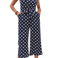 Elegant Polka Dot Grecian Jumpsuit in pink, navy, or red. Perfect for a sleek look with comfort and versatility for any occasion