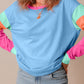 Pastel Sleeve Color Block Sweatshirt