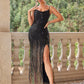 Backless Slit Sequin Spaghetti Strap Dress - Whimsical Appalachian Boutique