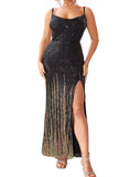 Backless Slit Sequin Spaghetti Strap Dress - Whimsical Appalachian Boutique