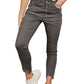 Baeful Button Fly Hem Detail Grey Skinny Jeans - Whimsical Appalachian Boutique