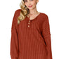 Basic Bae Ribbed Half Button Long Sleeve T-Shirt in orange