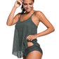 Full Size Tankini Set with adjustable spaghetti straps, perfect for beach days or poolside lounging. Comfort meets style!