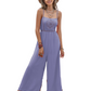 Elevate your summer style effortlessly with our Openwork Spaghetti Strap Wide Leg Jumpsuit. Lightweight, versatile, and chic in lavender or coral
