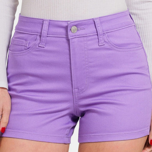 Stay chic in Zenana High Waist Denim Shorts! Perfect fit with vibrant color for style & comfort. Must-have for your summer wardrobe!