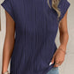 Textured Round Neck Cap Sleeve T-Shirt