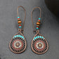 Boho copper earrings featuring vibrant oil drip design
