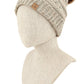 Trendy beige confetti beanie made with cruelty-free materials.
